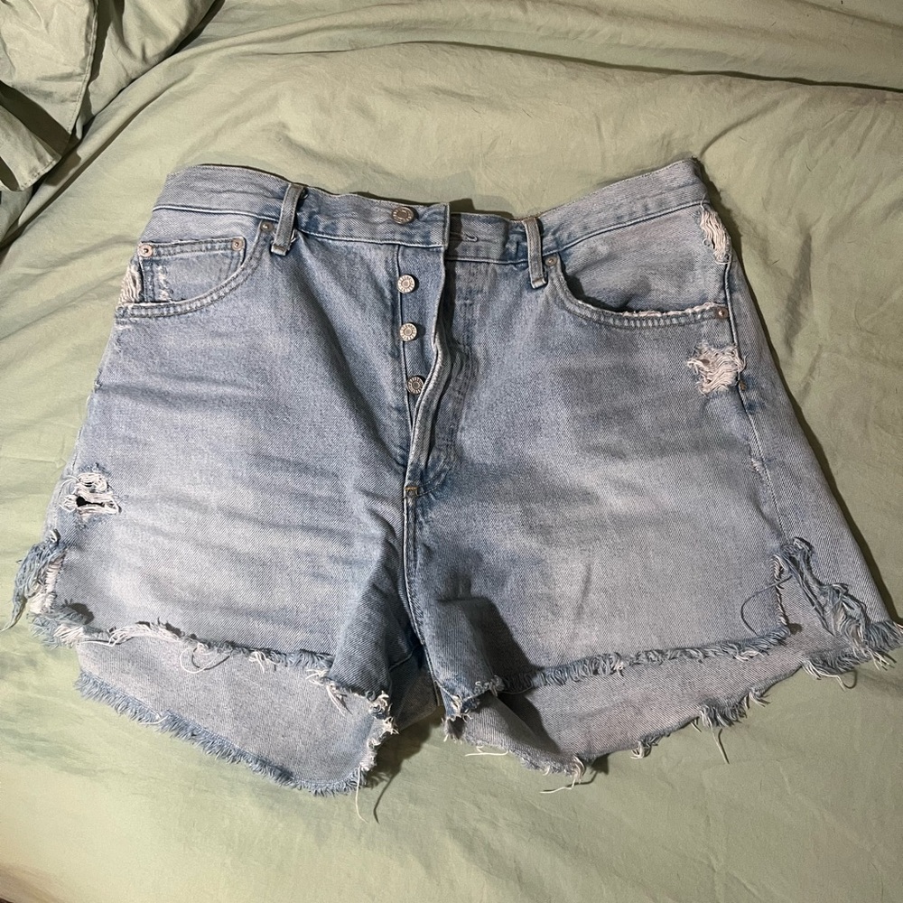 Agolde Faded Blue Jean Shorts